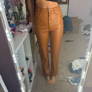 Avec Les Filles Faux Leather Pants — Cognac